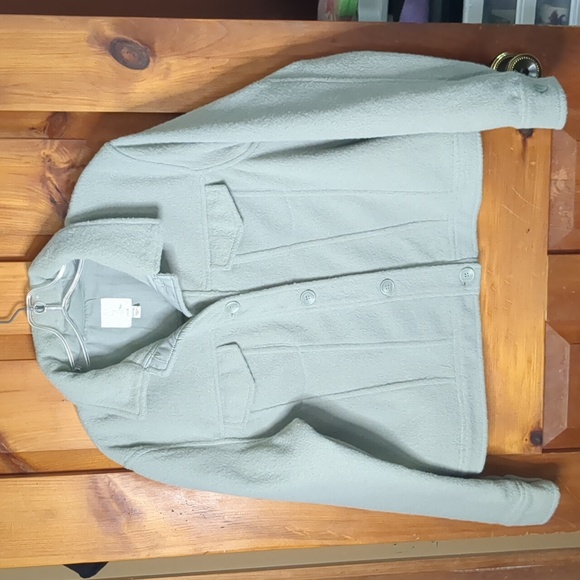 JOIE* sage green woolly feel cropped long sleeve button front collared shaket XL - Picture 10 of 14